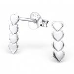 E07382-SS   Sterling Silver Heart Stack Ear rings