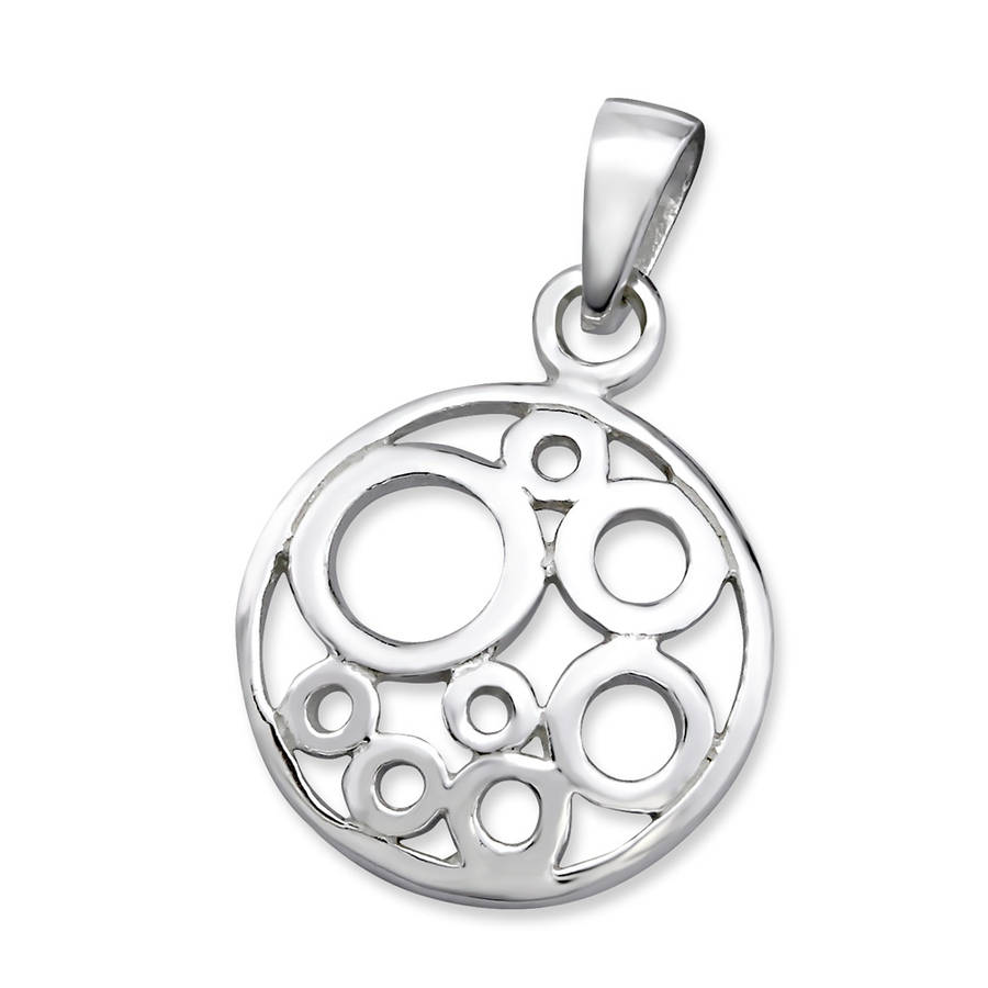 N01338-SS   Sterling silver circle circle pendant necklace