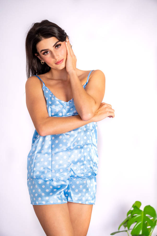 Ladies' 2 Piece Pyjama Set-Blue