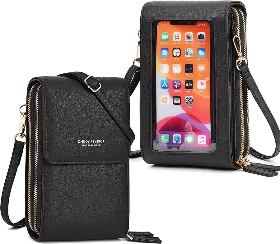 Forever Lovely Crossbody Wallet Purse with Phone Holder - BLUE