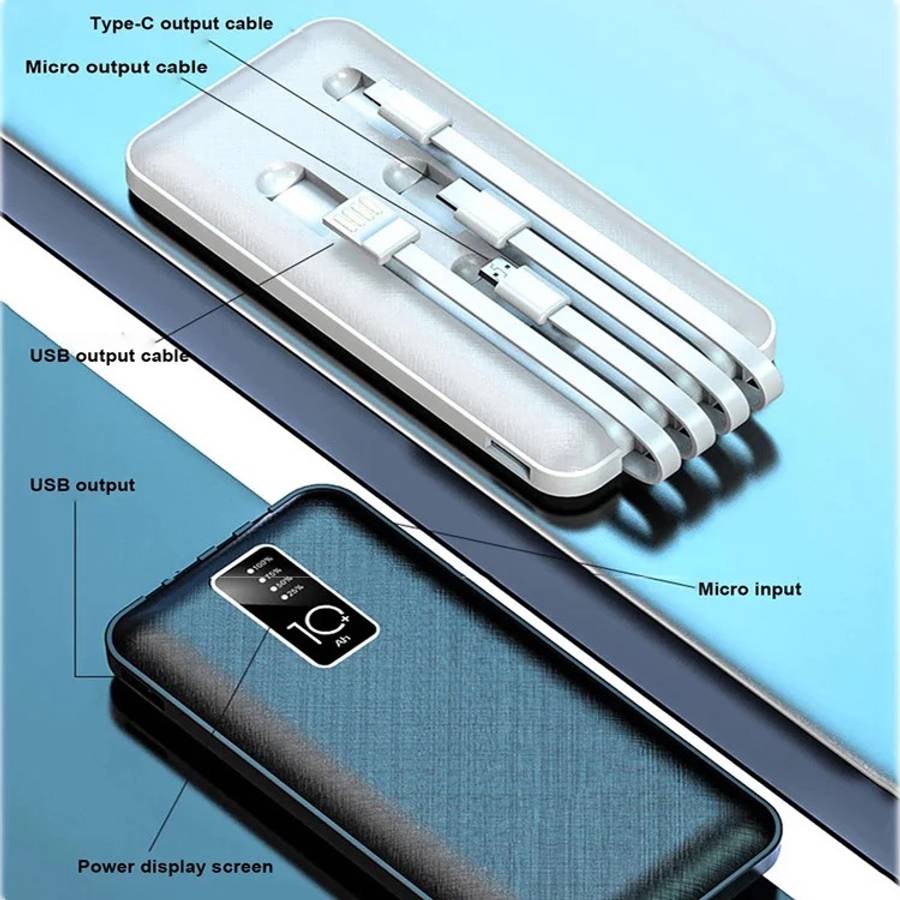 10000 mAh Fast Charge Power Bank With LED Screen