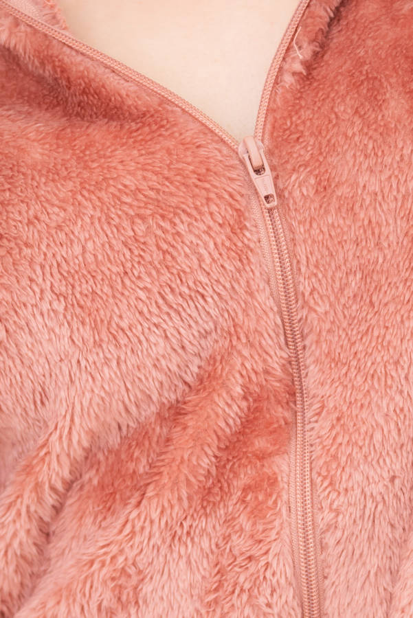 Juliet Zip-Up Sherpra Huggle Hoodie Winter Gown With Deep Pockets Blush