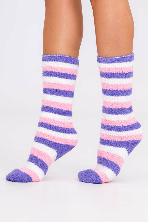 Fluffy Feet Fluffy Socks For Winter Unisex Stripe Medium
