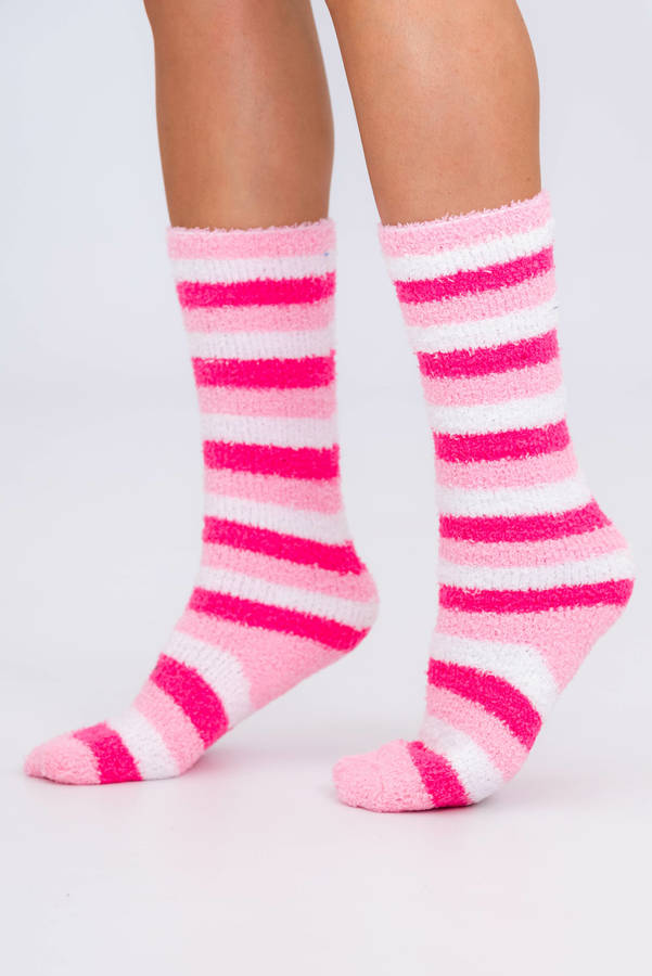 Fluffy Feet Fluffy Socks For Winter Unisex Stripe Medium