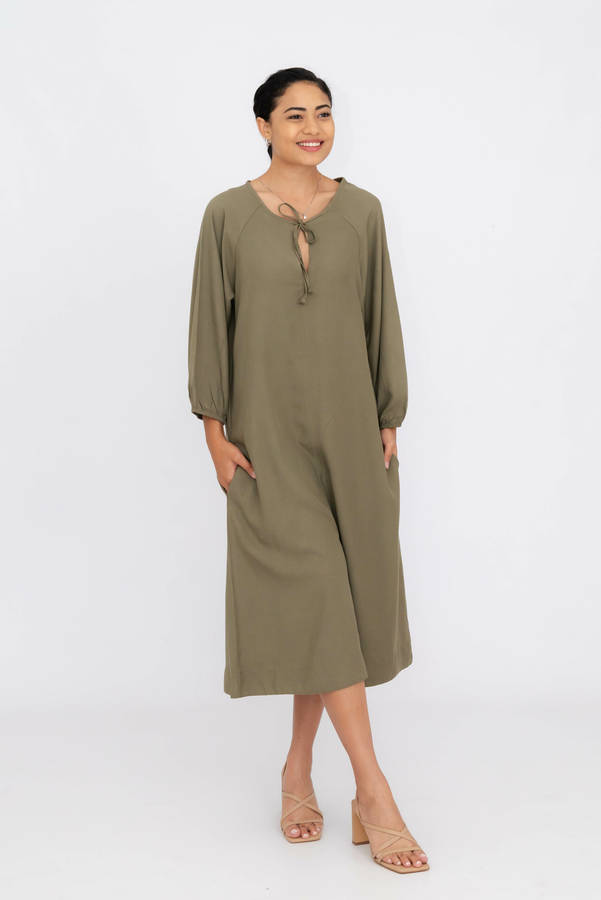 Noa Midaxi Long Sleeve Dress With Pockets