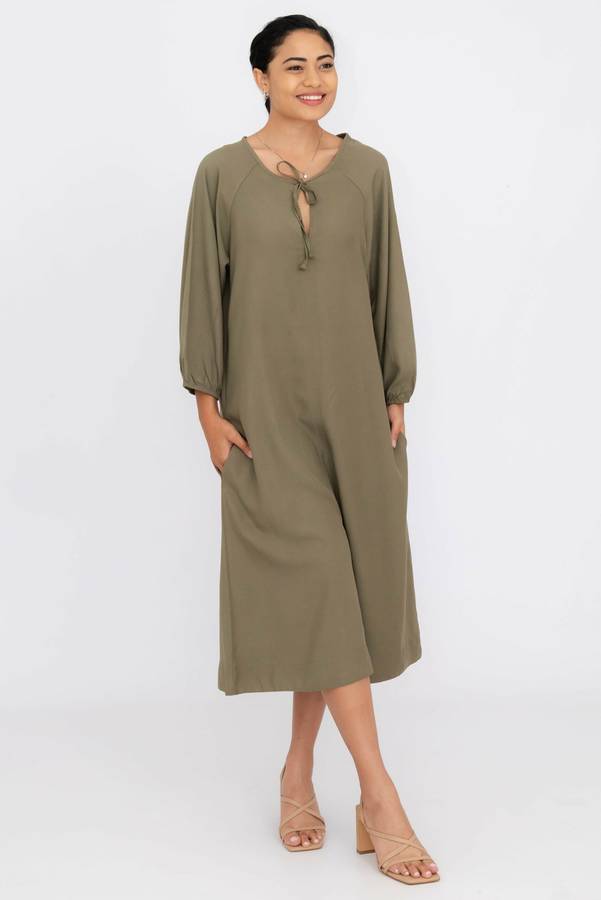 Noa Midaxi Long Sleeve Dress With Pockets
