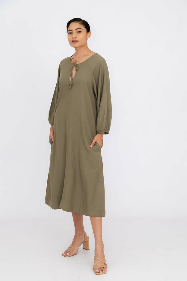 Noa Midaxi Long Sleeve Dress With Pockets