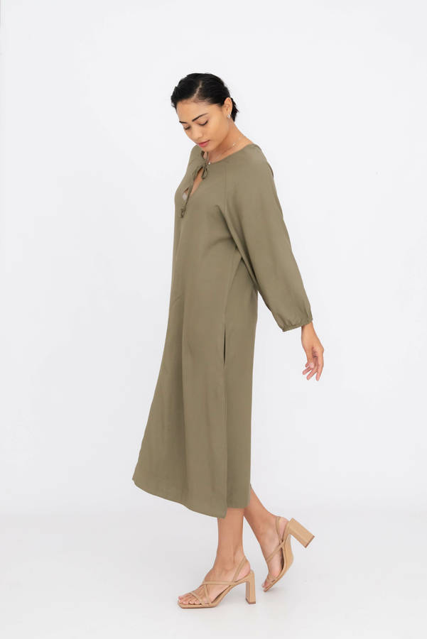 Noa Midaxi Long Sleeve Dress With Pockets