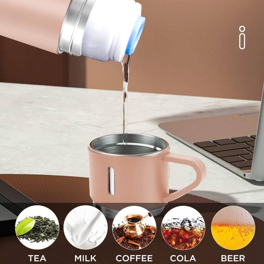 Thermos Vacuum Double Wall Of Stainless Steel Flask Set With 3 Cups 500ml