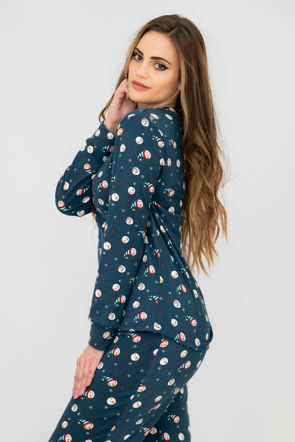 Ladies Printed Long Sleeve Pyjama Set