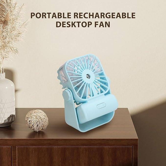 Rechargeable 360 Degree Rotatable Desk Mini Humidifier Handheld Mist Cooling Fan