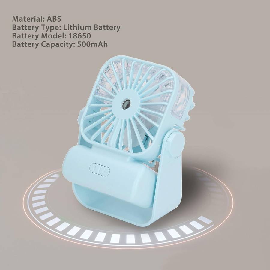 Rechargeable 360 Degree Rotatable Desk Mini Humidifier Handheld Mist Cooling Fan