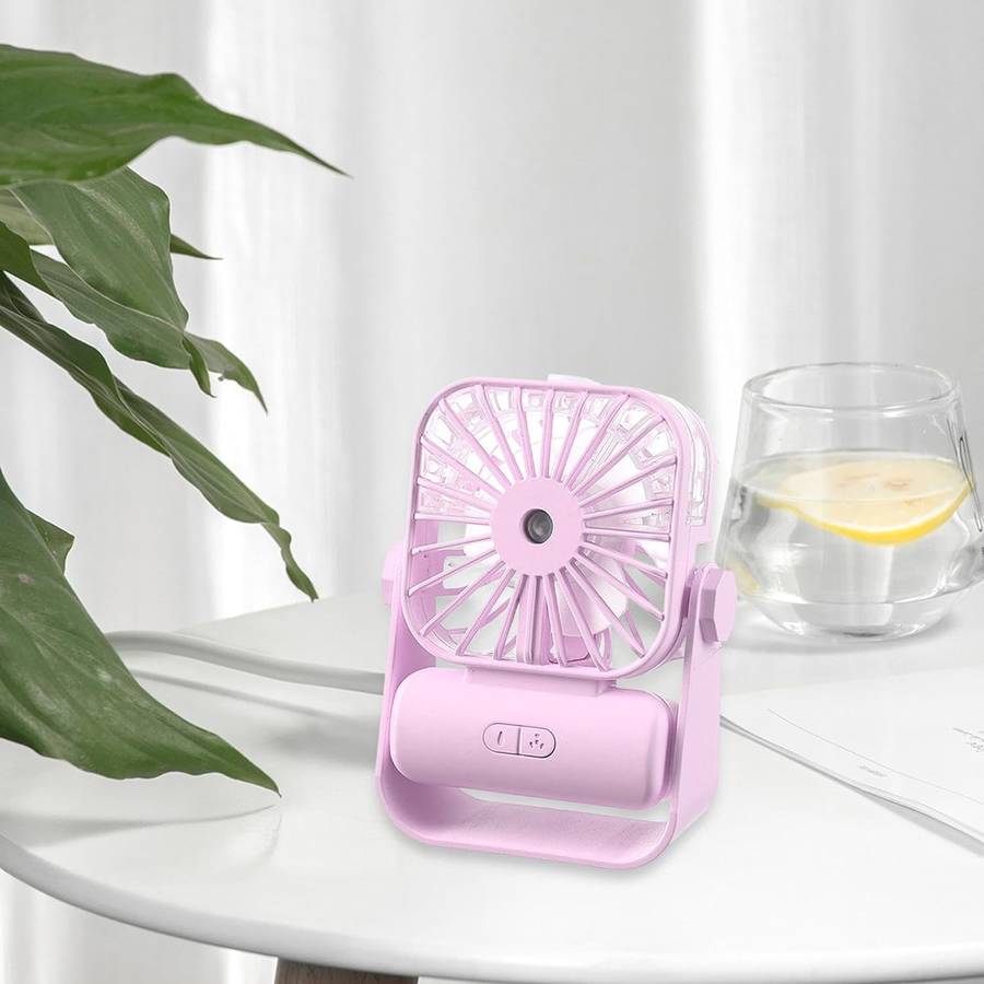 Rechargeable 360 Degree Rotatable Desk Mini Humidifier Handheld Mist Cooling Fan