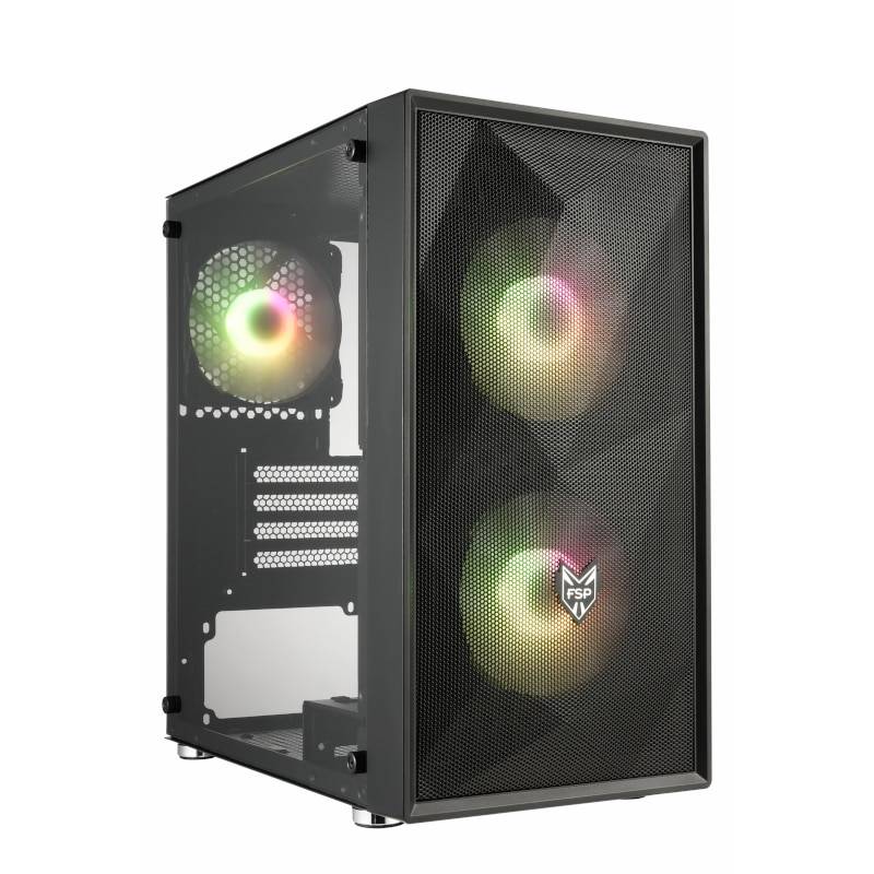 FSP CST130A |Micro-ATX | Mini-ITX | Gaming Chassis | 3x 120mm RGB Fans included | Tempered Glass ...