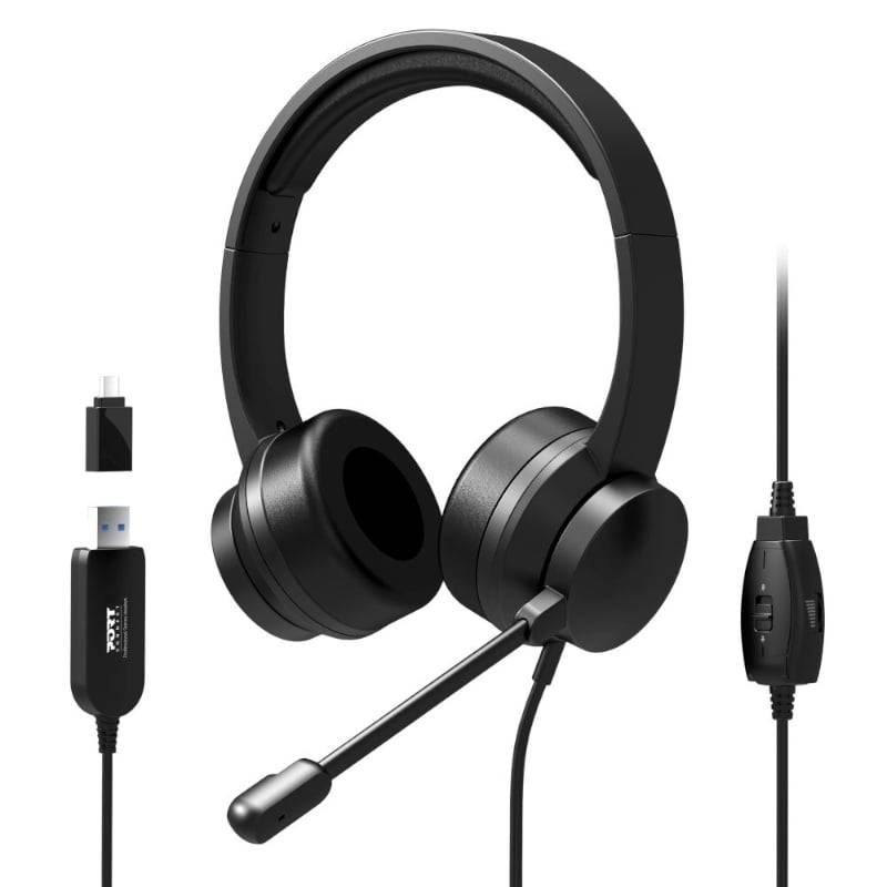 PORT STEREO HEADSET WITH MIC OFFICE USB-Executive