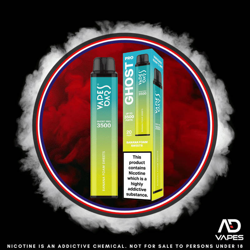 Vapes Bars Ghost Pro 3500 20mg Banana Foam Sweets