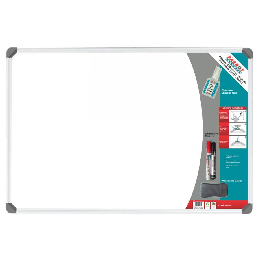 Parrot Slimline Non-Magnetic Whiteboard (900*600mm - Retail)