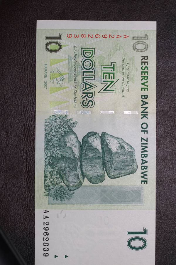 Zimbabwe *** 10 *** Notes are going up in price