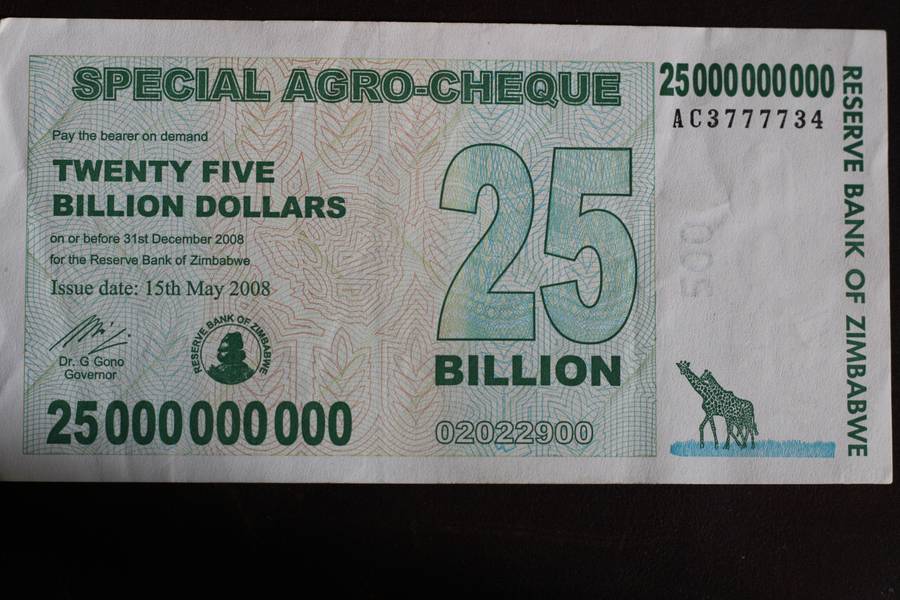Zimbabwe Special Agro Cheque *** $25 billion *** Notes are going up in price