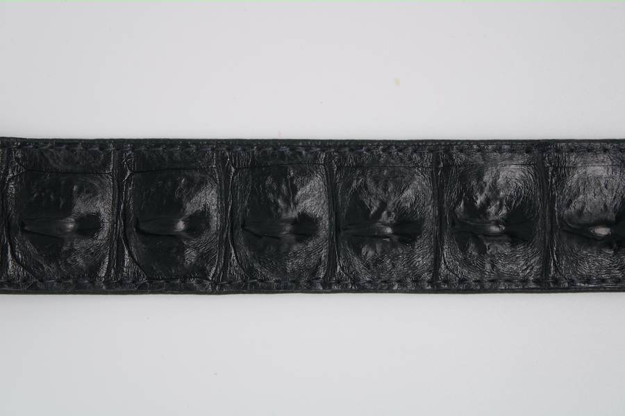 Genuine Crocodile Leather Belt  Classic Silver-Tone Buckle & Handcrafted Finish