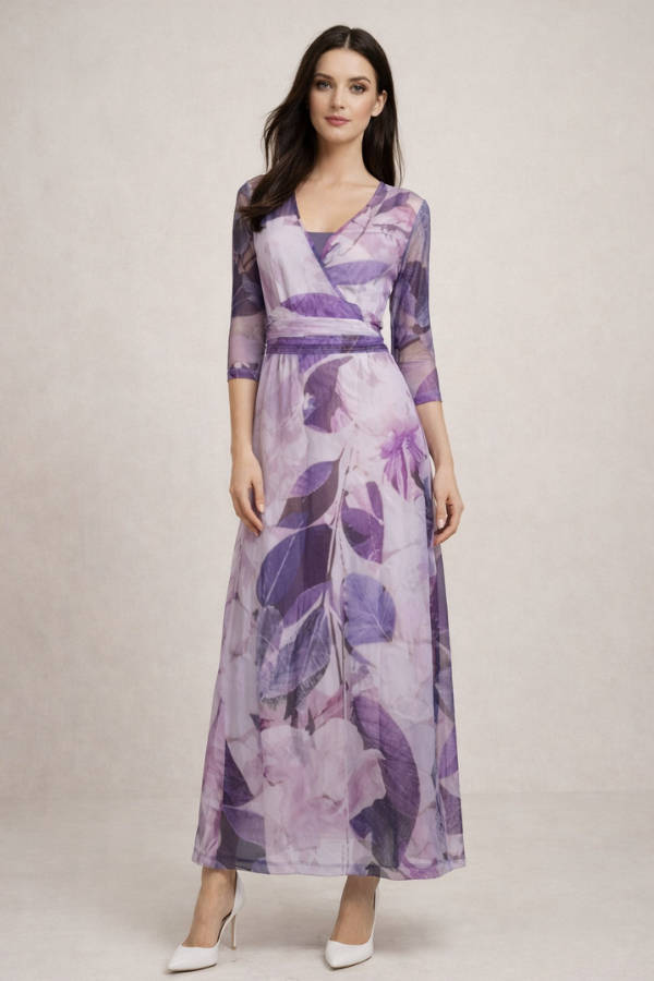 Purple Leaves Empire Dress