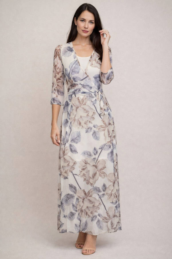 Grey Roses Empire Dress