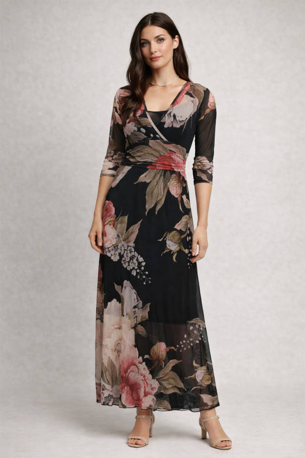 Elegant Rose Empire Dress