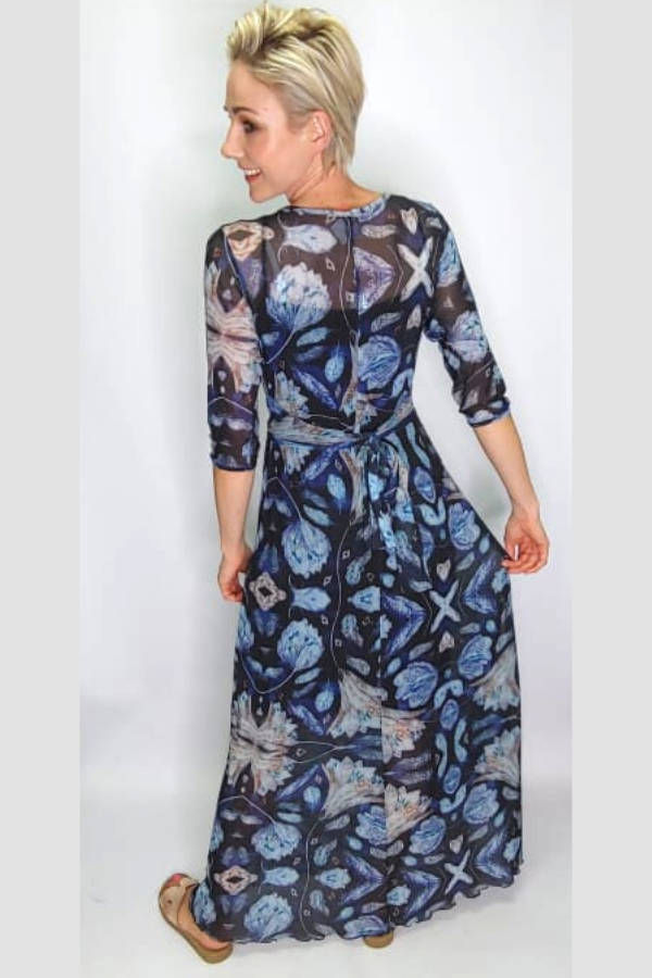Blue Blossoms Empire Dress