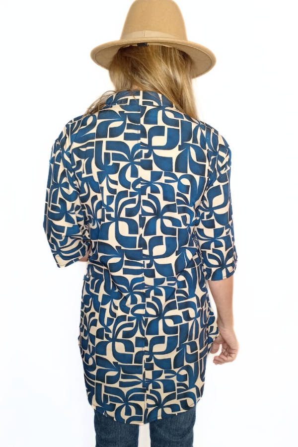 Geometric Teal Top