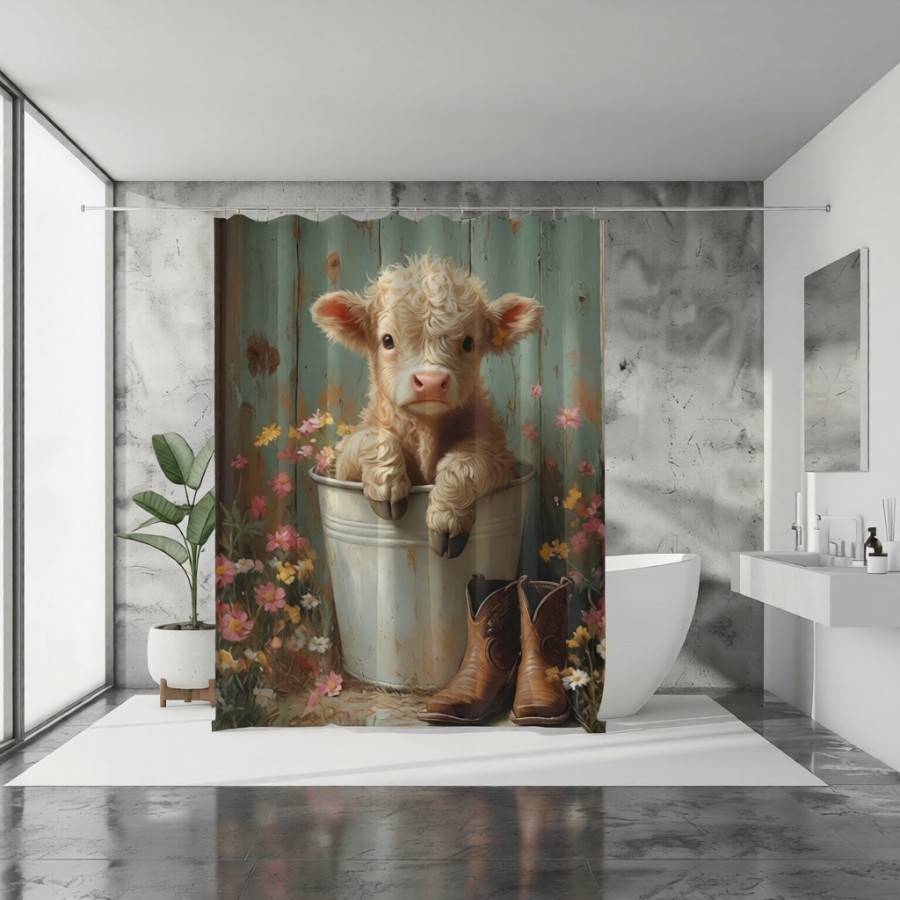 Bathing Lamb Shower Curtain