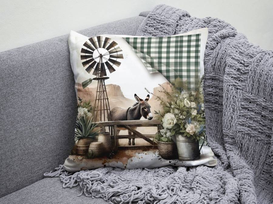 Donkey and Windmill #2 Scatter Cushion