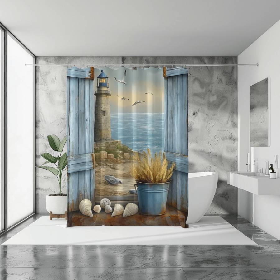 Lighthouse View Shower Curtain