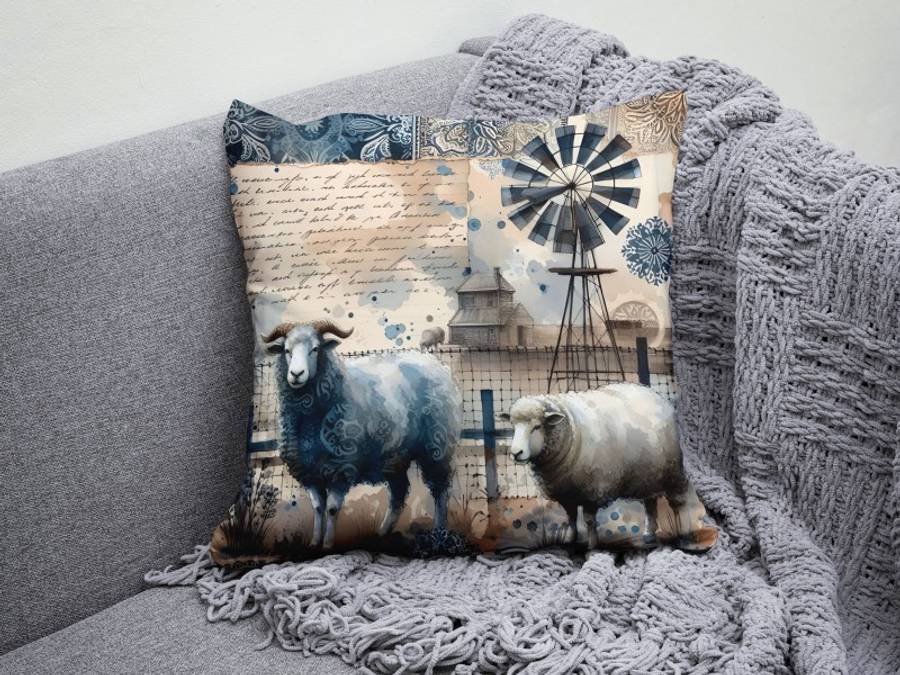 Sheep Couple Scatter Cushion