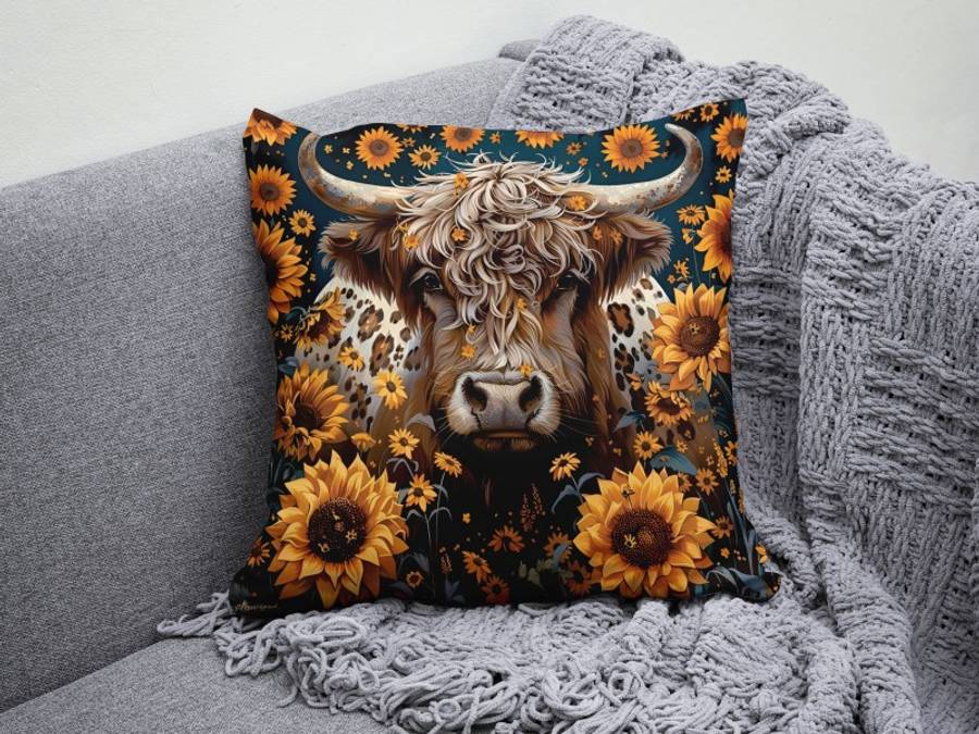 Sunflower Cow Scatter Cushion