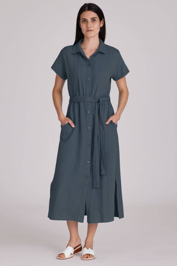 Charcoal Linen Dress