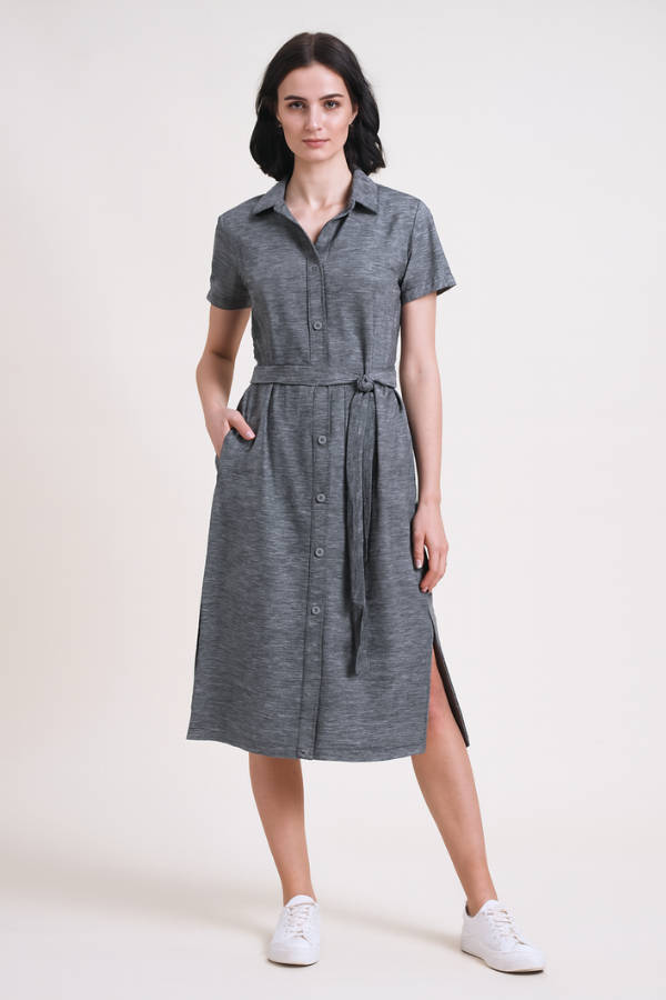 Denim Look Cotton Linen Dress