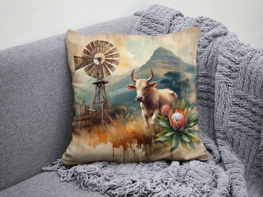 Cow and Windmill Scatter Cushion