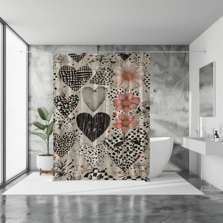 Pink Hearts Shower Curtain