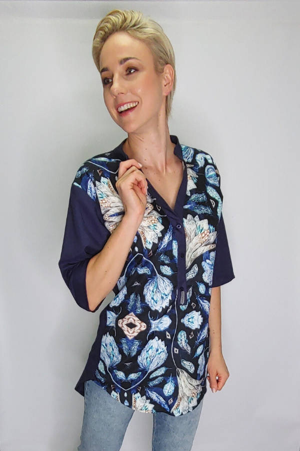 Blue Blossoms Top - Small