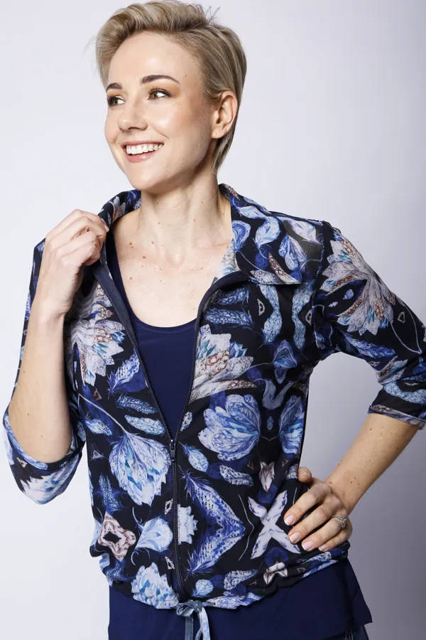 Blue Blossoms Mesh Zipper - M