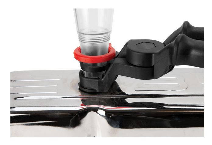 Universal Oil Funnel with Adjustable Width Holding Clamp
