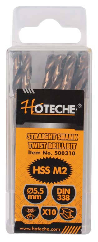 Hoteche HSS Drill Bits - 5.5mm (10 Piece)