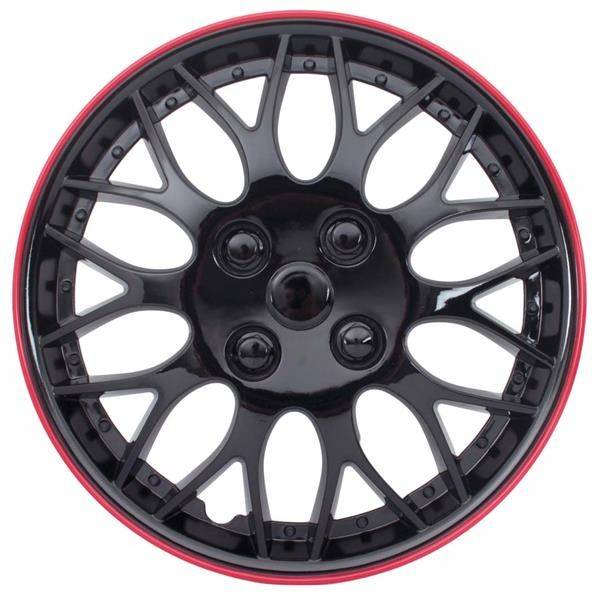13" Ice Black / Red Wheel Cover Set