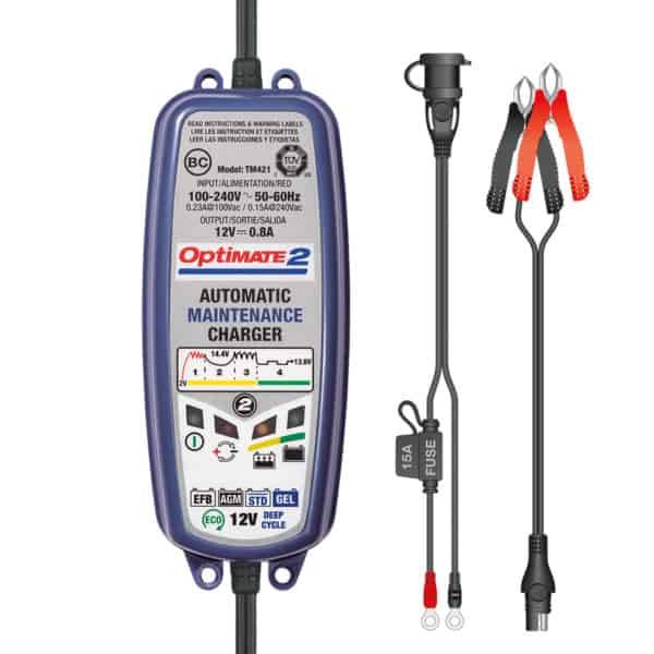 Optimate 2 TM-420 (4-Step Automatic 12V 0.8A Battery Charger (3-96Ah) &amp; Maintainer)