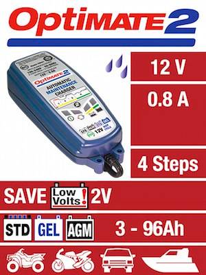 Optimate 2 TM-420 (4-Step Automatic 12V 0.8A Battery Charger (3-96Ah) &amp; Maintainer)
