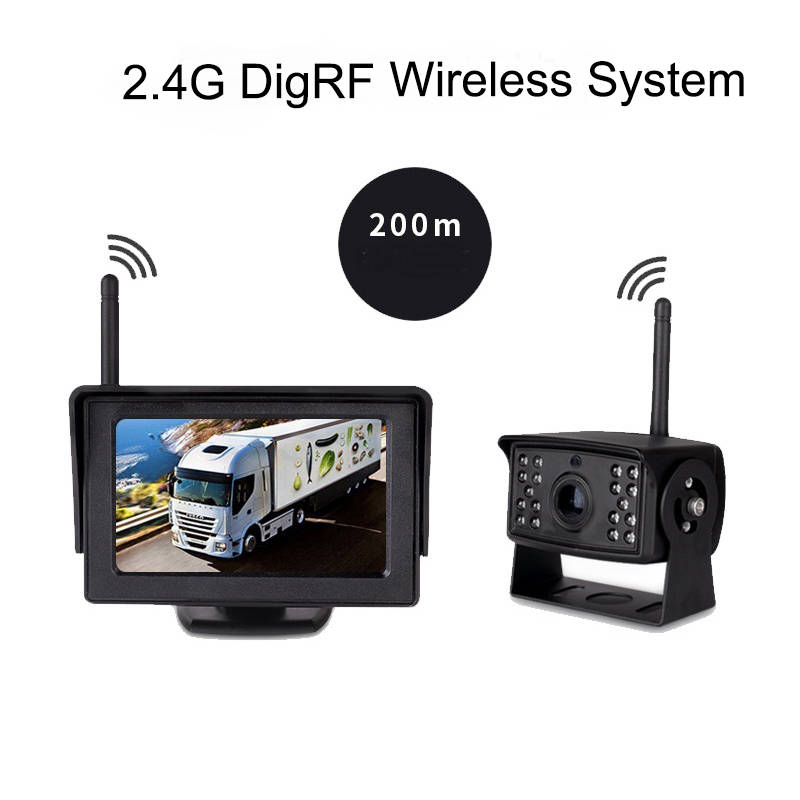 Wireless Car Backup Reverse Camera System 4.3 Inch LCD Monitor for 12-24V Car Bus Truck Rear View Ca