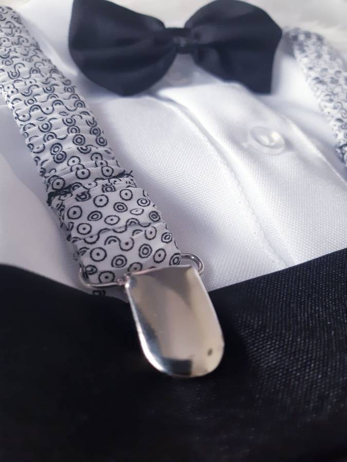 Christening Boys Black Pants with Braces