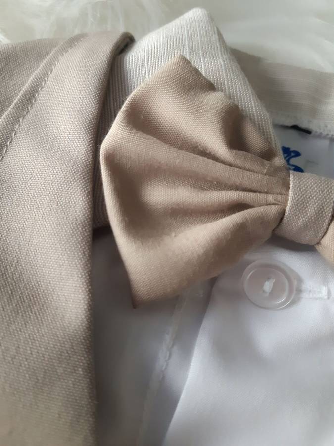 Christening Boys Khaki suit with Waistcoat and Bowtie