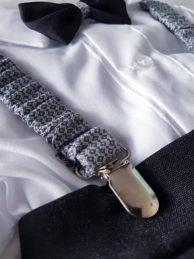Christening Boys Black Pants with Braces