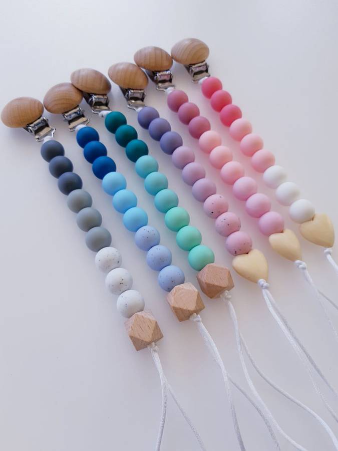 Silicon beads pacifier/teether clip